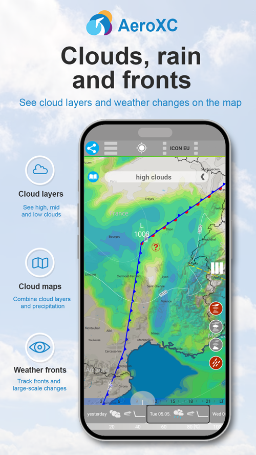clouds, rain, fronts