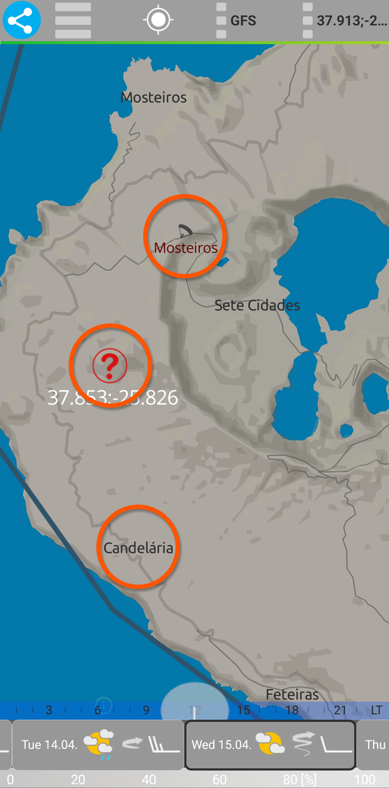 Long click on the map